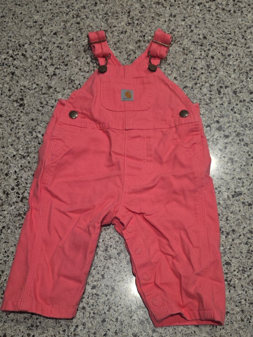 Carhartt Coral Pink Kids Overalls with Snap Crotch